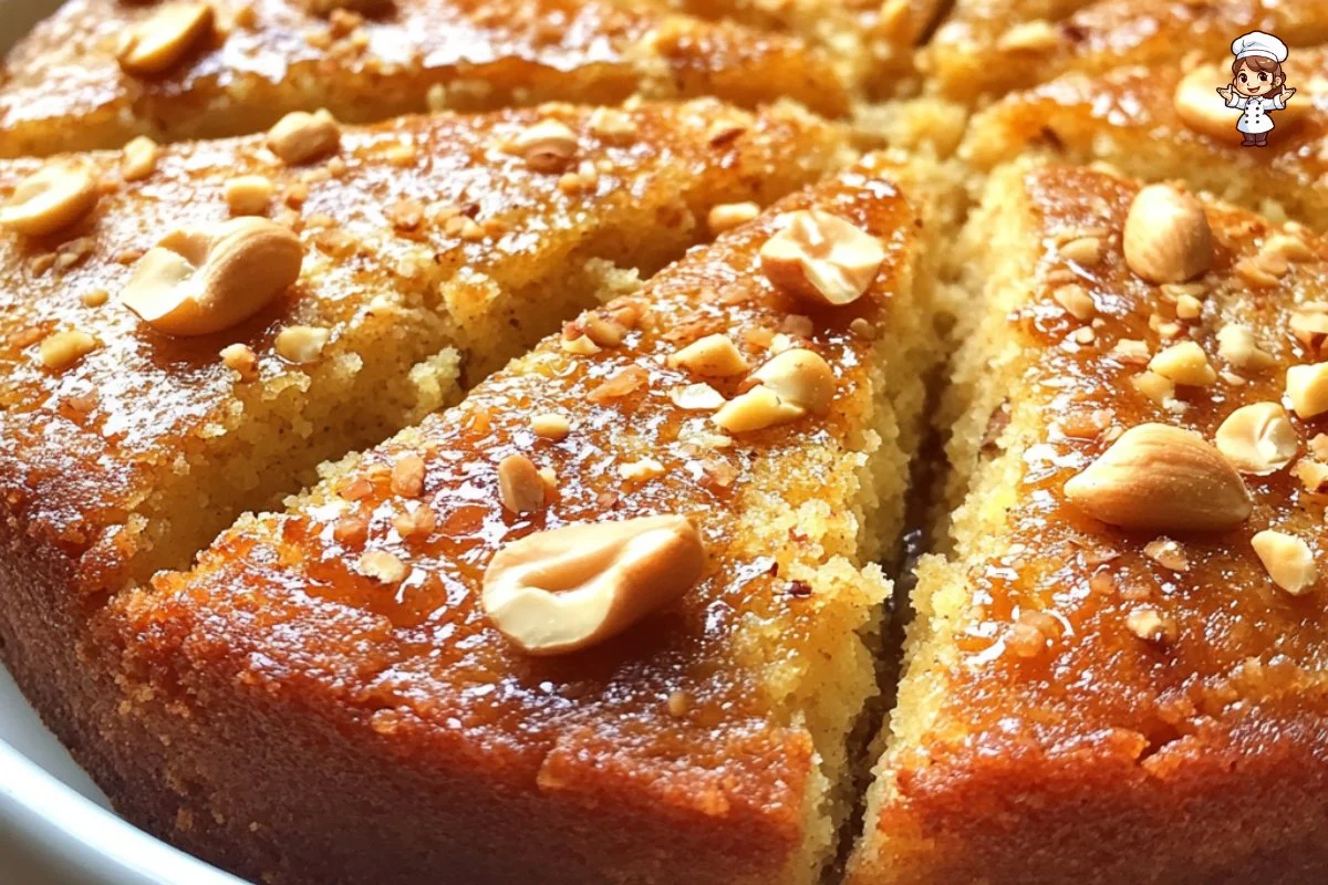 Delicious semolina cake topped with cardamom and cashews, a perfect dessert treat
