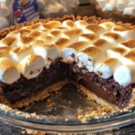 Delicious S’mores Brownie Pie topped with marshmallows and chocolate
