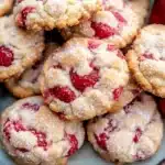 Freshly baked strawberry biscuit cookies on a plate