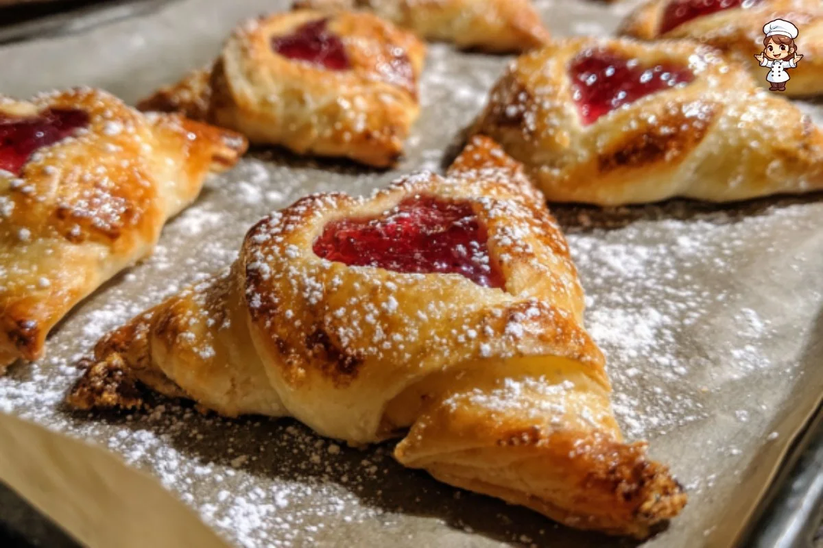 Strawberry jam envelopes filled with homemade strawberry preserves