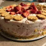 Delicious Strawberry Ritz Cake with fresh strawberries and creamy frosting