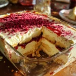 Delicious strawberry tiramisu dessert with fresh strawberries and cream layers