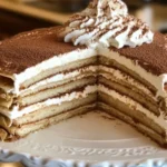 Delicious tiramisu crepe cake layered with coffee cream