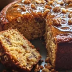 Delicious gluten-free Turkish Walnut Cake garnished with walnuts.