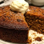 Delicious warming ginger cake topped with chopped dates and spices.