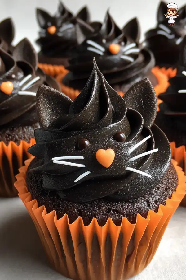 Black Cat Cupcakes are the perfect Halloween treat!