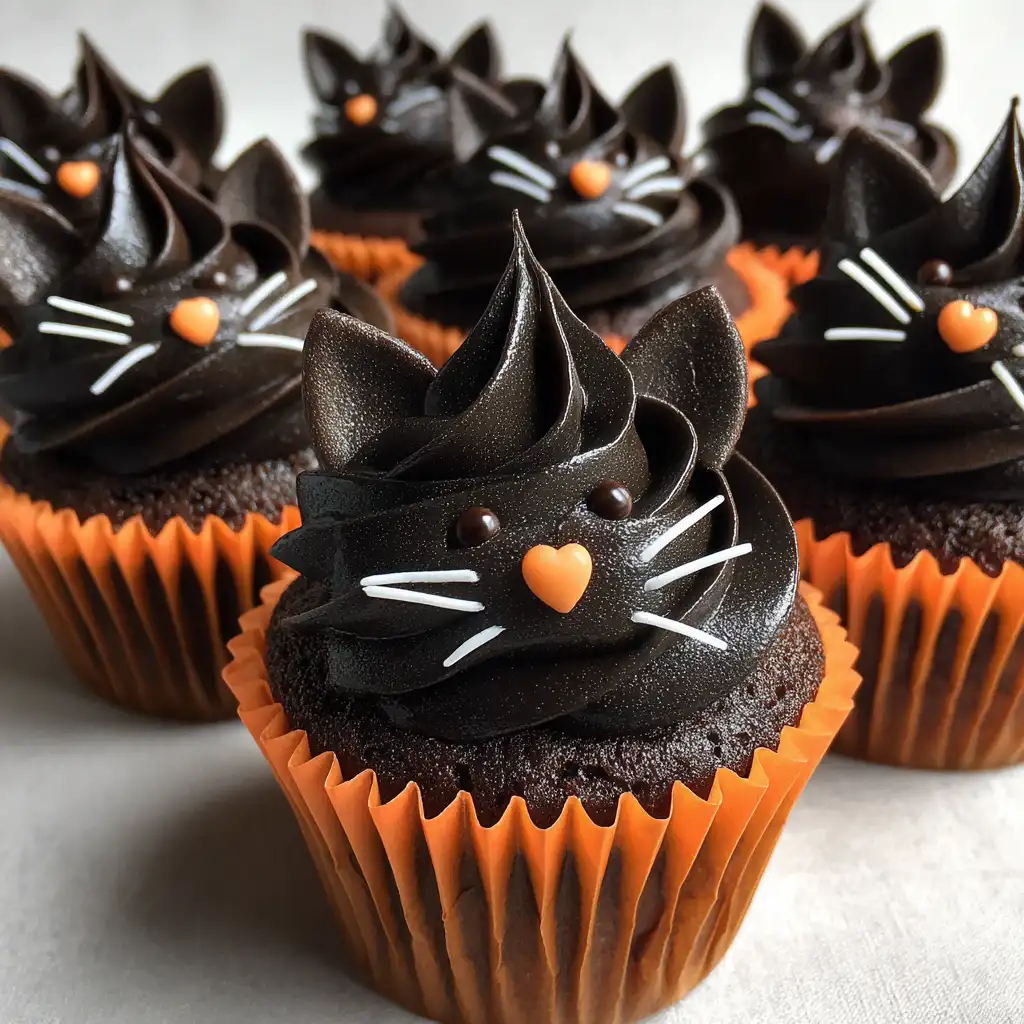 Black Cat Cupcakes are the perfect Halloween treat!