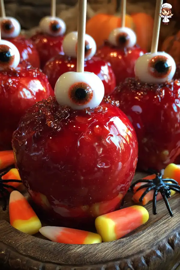 Bloody Eyeball Candy Apples are a spooky delight!