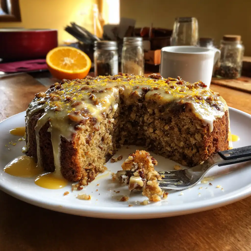 Spiced Date Walnut Cake with Orange Drizzle delights all!