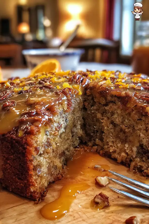 Sticky Fig Pecan Cake with Orange Zest Glaze is irresistible!