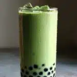 Delicious avocado boba drink with tapioca pearls
