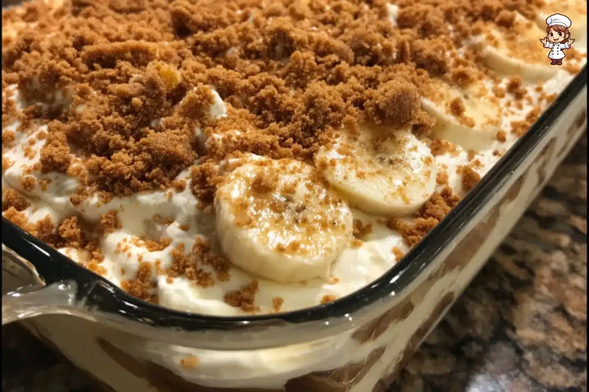 Delicious Biscoff Banana Pudding layered with bananas and Biscoff cookies