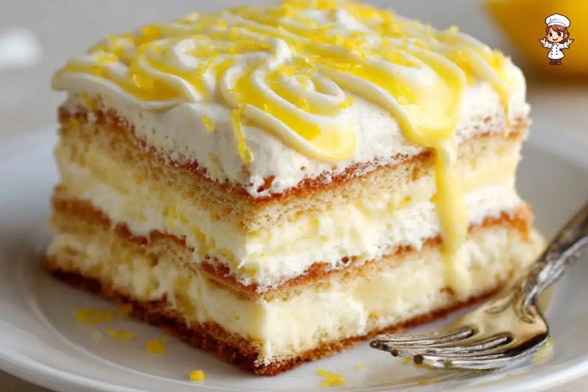 Delicious Limoncello Tiramisu dessert garnished with lemon zest.