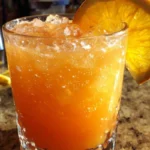 Refreshing Orange Crush cocktail served in a glass with ice and garnished with an orange slice.