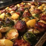 Apple, Sausage, and Brussels Sprout Sheet Pan Dinner