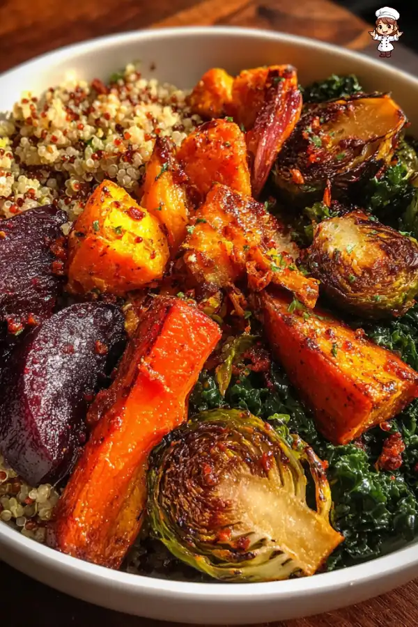 Autumn Grain Bowl with Roasted Vegetables delights your palate!