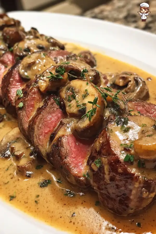 Beef tenderloin with mushroom sauce recipe