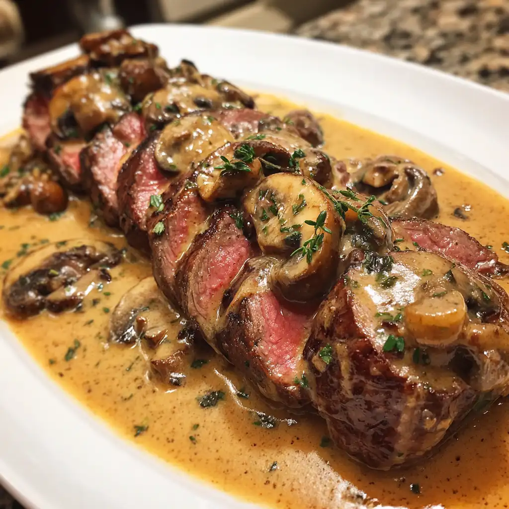Beef tenderloin with mushroom sauce recipe
