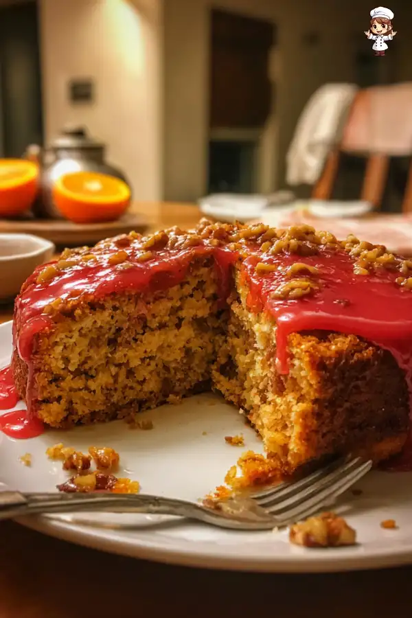 Brown Sugar Date and Walnut Cake with Blood Orange Glaze delights your taste buds!