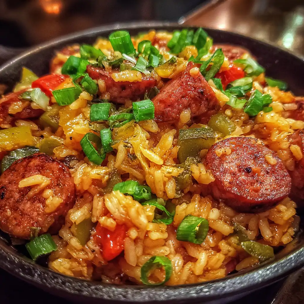 Cajun sausage and rice skillet is a must-try dish!