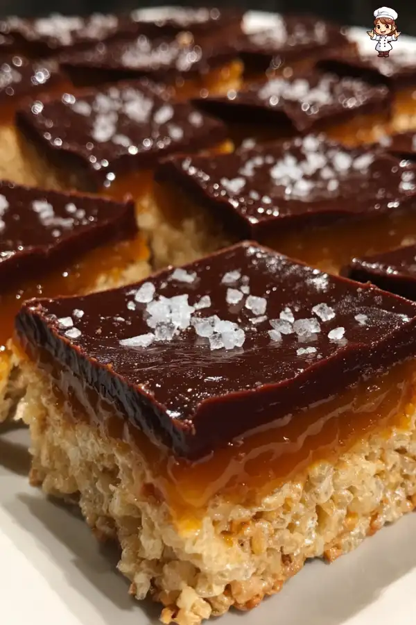 Caramel chocolate rice krispies treats are a must-try!