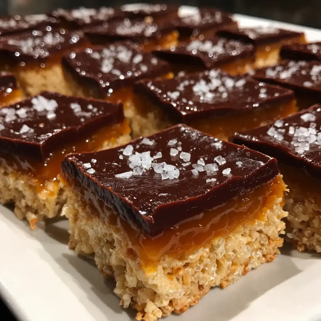 Caramel chocolate rice krispies treats are a must-try!