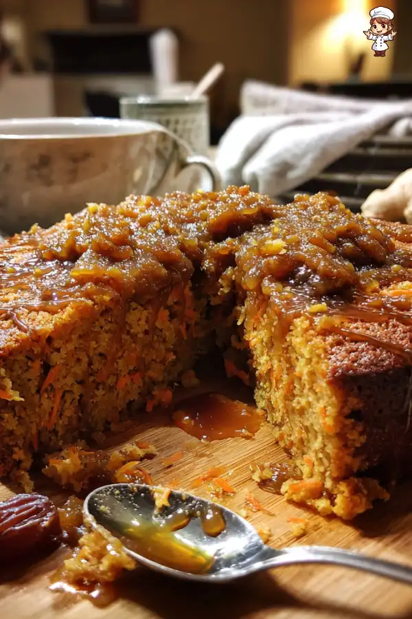 Carrot Cardamom Cake with Ginger Date Sauce