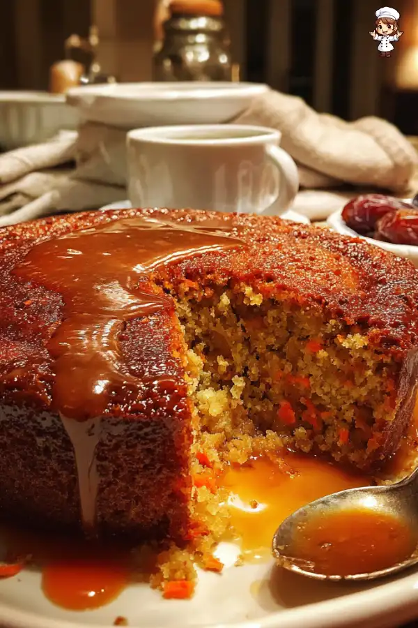 Carrot Date Pudding with Brown Sugar Sauce