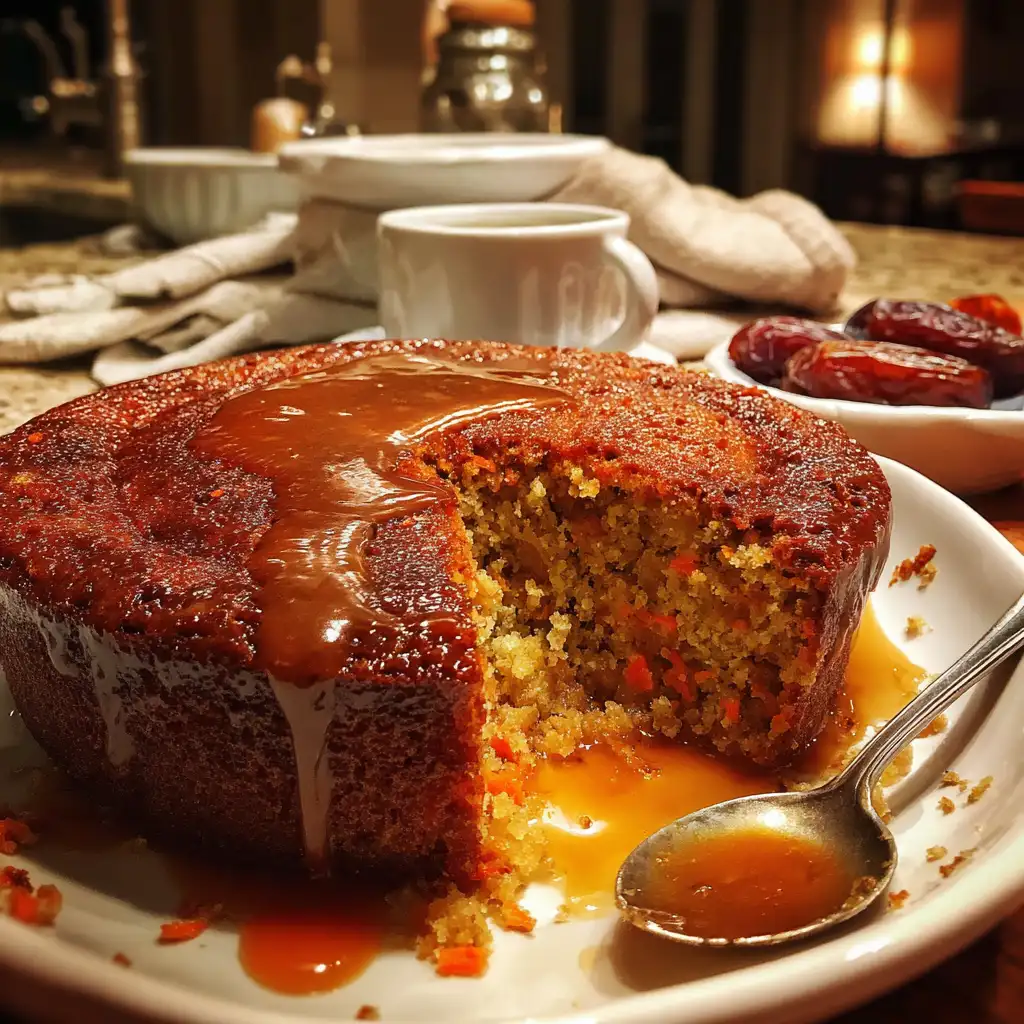 Carrot Date Pudding with Brown Sugar Sauce