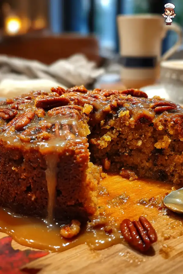 Carrot Pecan Sticky Pudding with Brown Sugar Cream