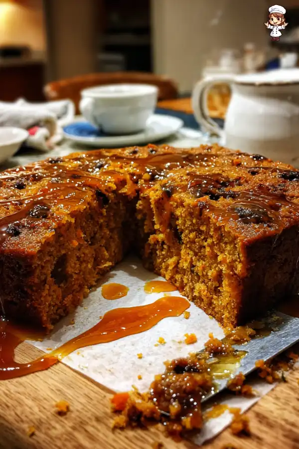 Carrot Raisin Cake with Ginger Molasses Sauce delights all!