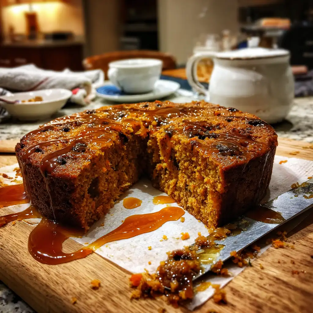 Carrot Raisin Cake with Ginger Molasses Sauce delights all!