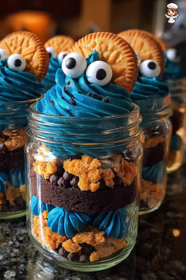 Cookie Monster Cake Jars Recipe