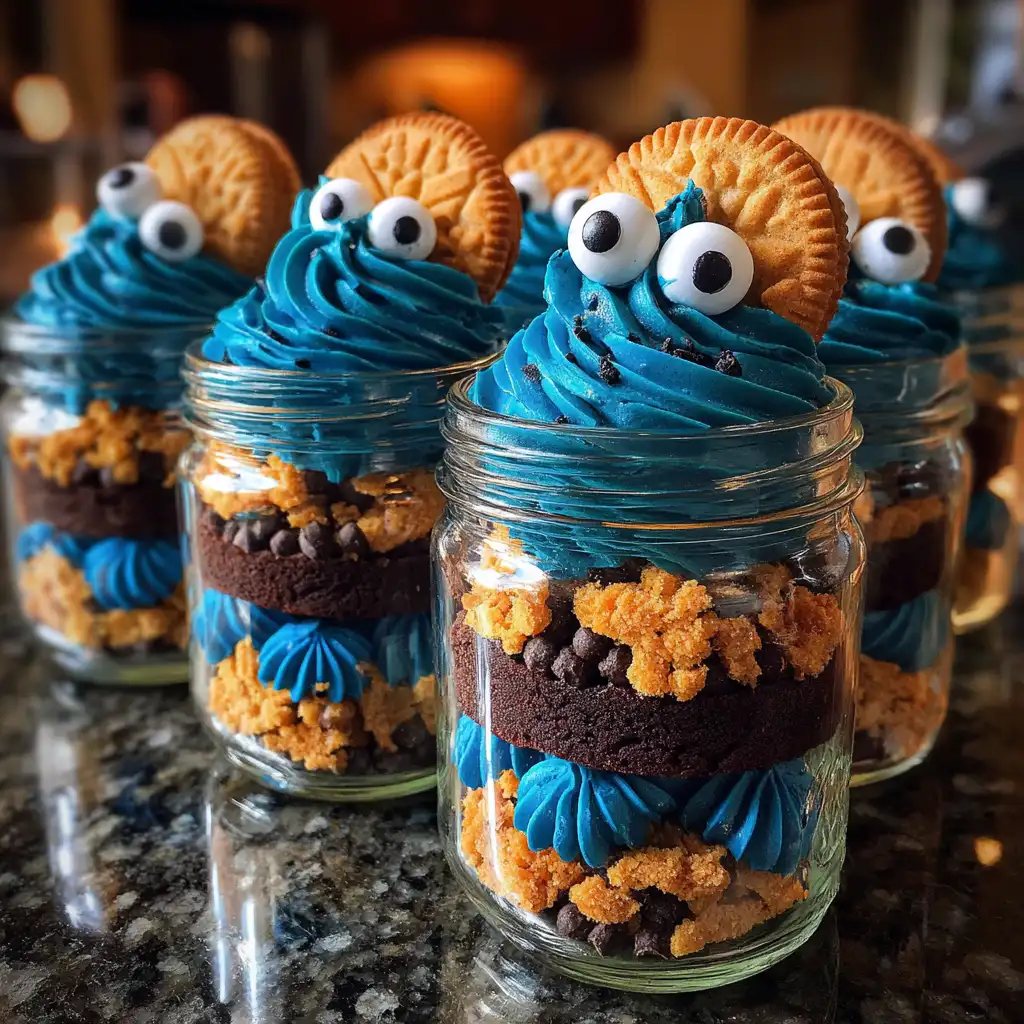 Cookie Monster Cake Jars Recipe
