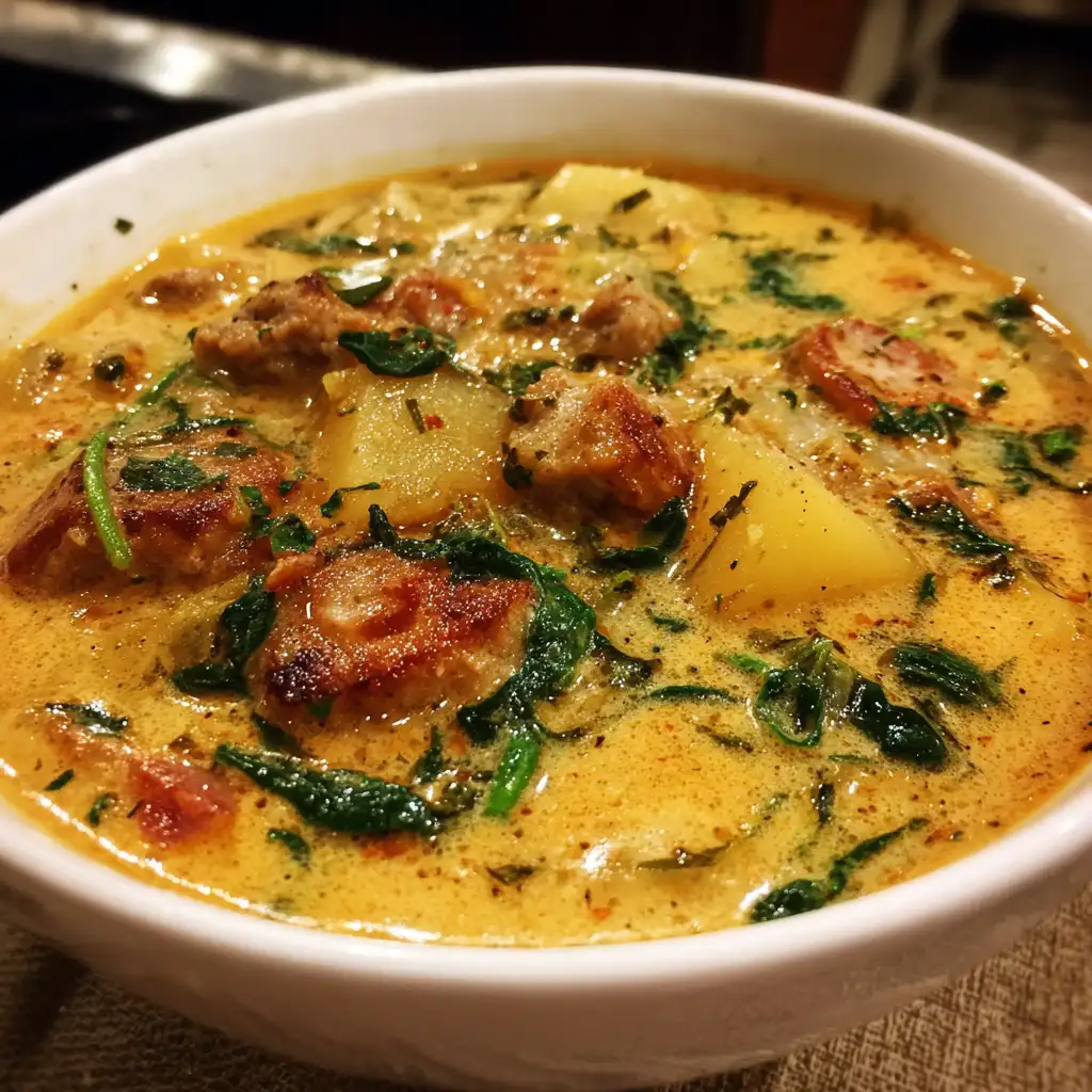 Creamy sausage and potato soup is your new favorite dish!
