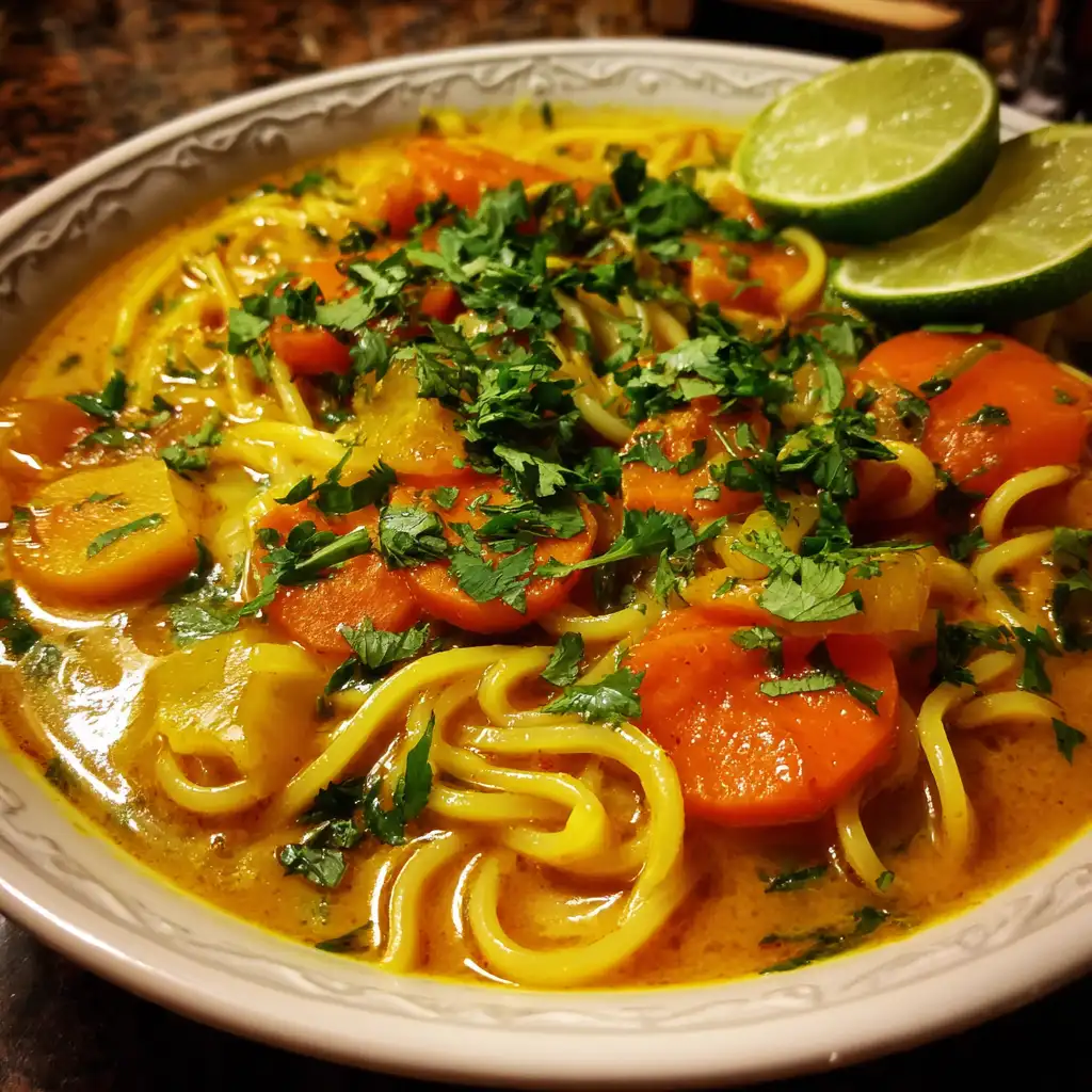 Curry coconut noodle soup recipe that delights your taste buds!