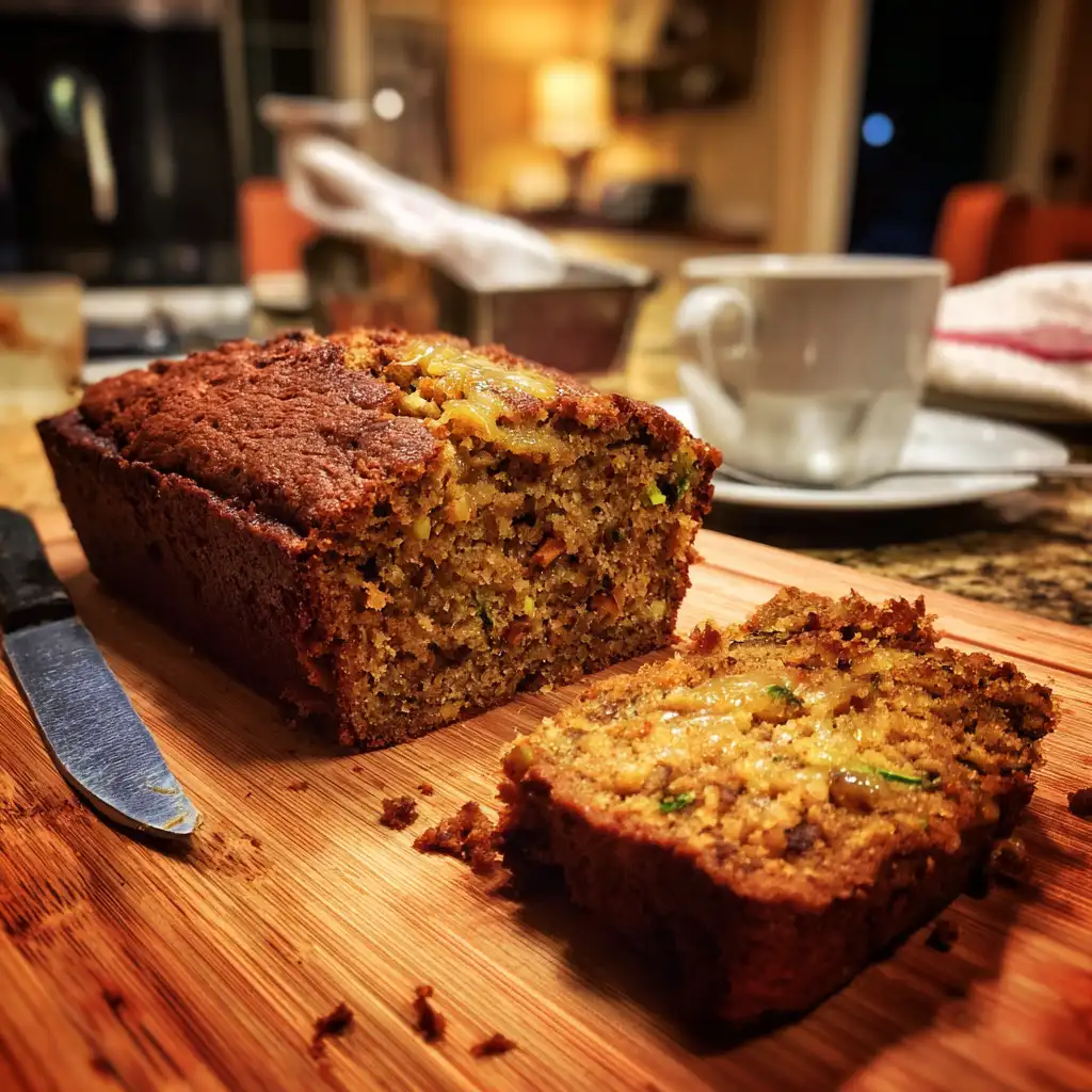 Dense Date and Zucchini Loaf with Ginger Sauce