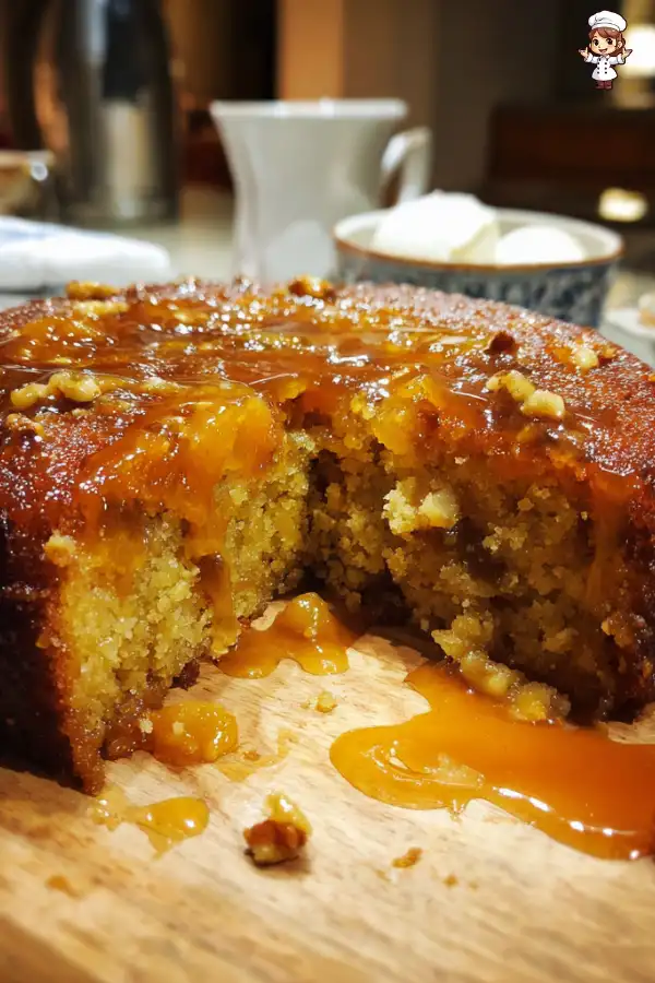 Golden Sticky Apricot Pudding with Crunchy Walnuts delights!