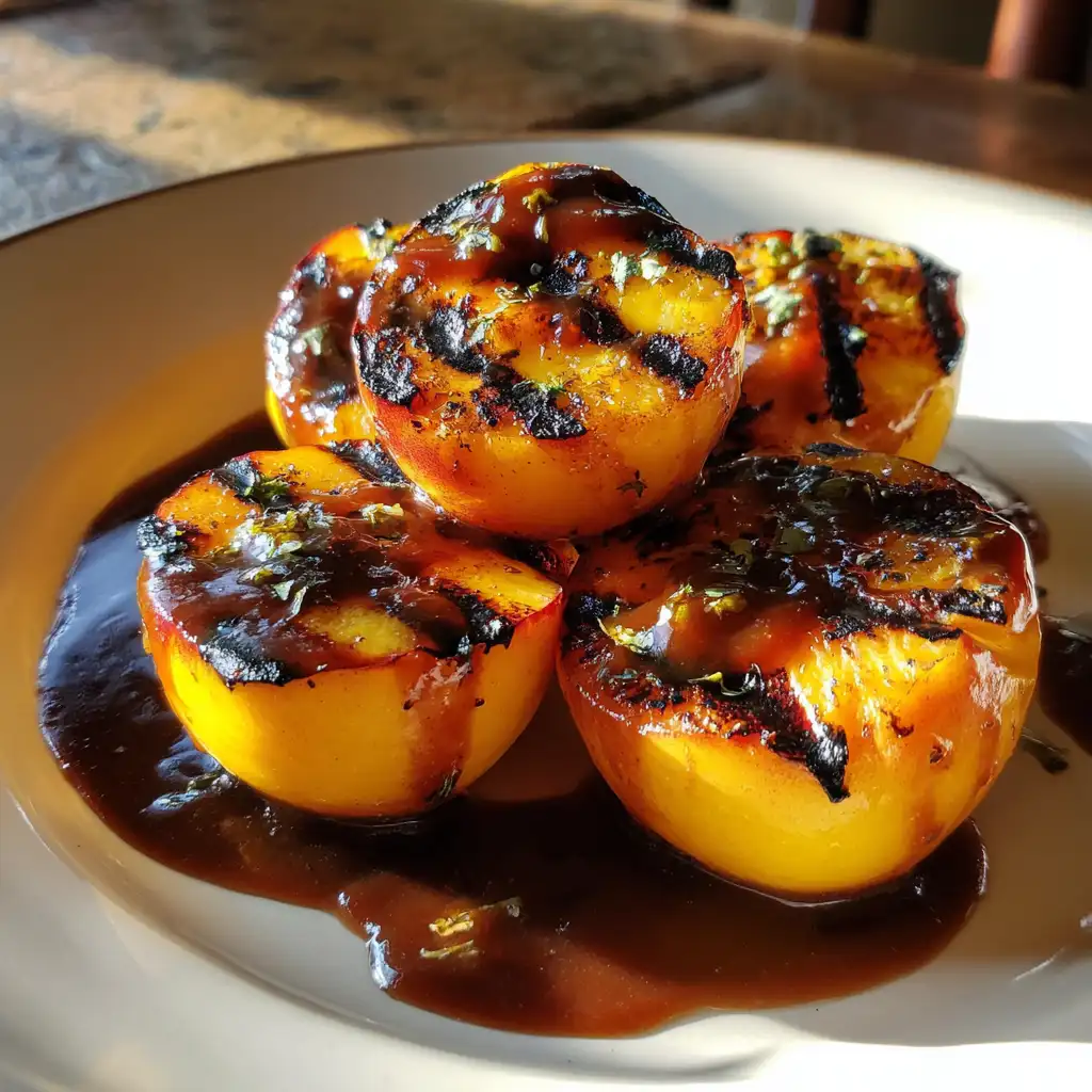 Grilled Peaches with Bourbon Caramel