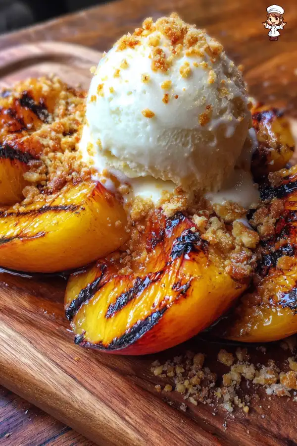 Grilled Peaches with Vanilla Ice Cream