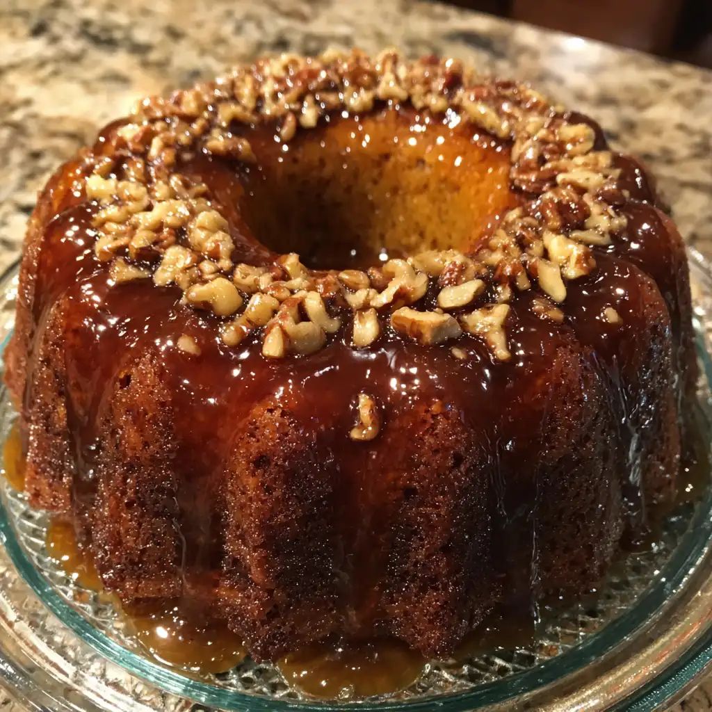 Maple Walnut Cake with Brown Sugar Glaze