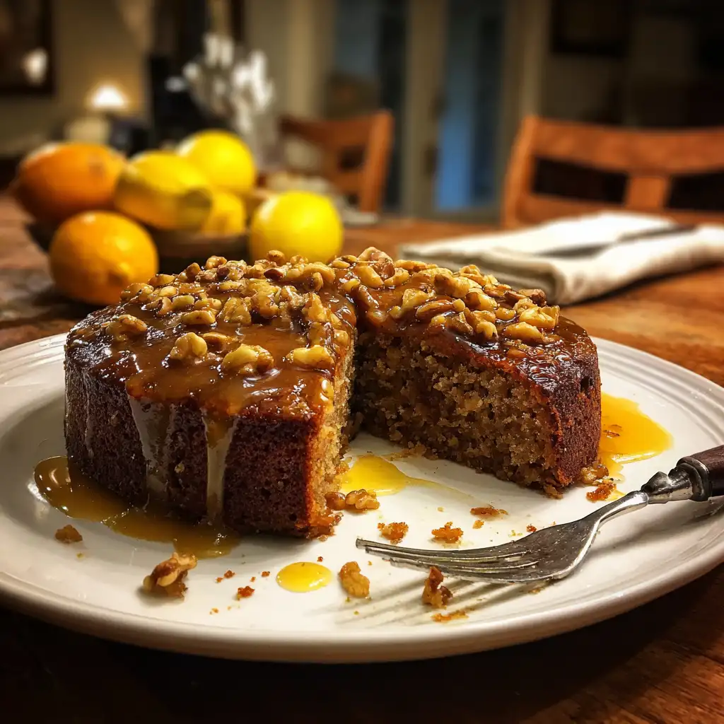 Molasses Date Cake with Walnuts and Citrus Syrup delights all!