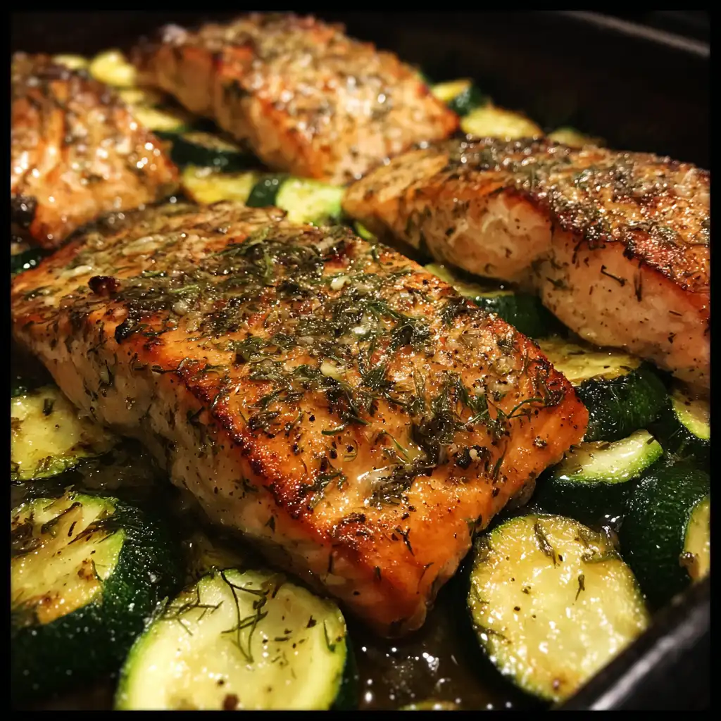One-pan lemon herb salmon with zucchini is a must-try!