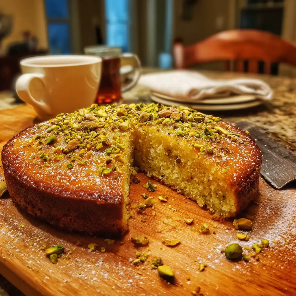 Orange Blossom Cardamom Cake with Pistachios