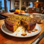 Orange Cardamom Date Cake with Pistachio Crust