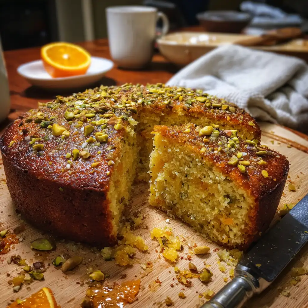Orange Cardamom Pistachio Tea Cake