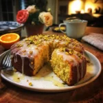 Orange Pistachio Polenta Cake with Rose Glaze