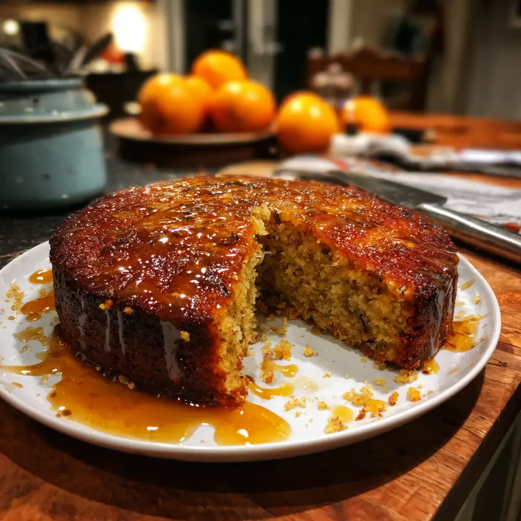 Orange & Cardamom Date Cake with Honey Drizzle