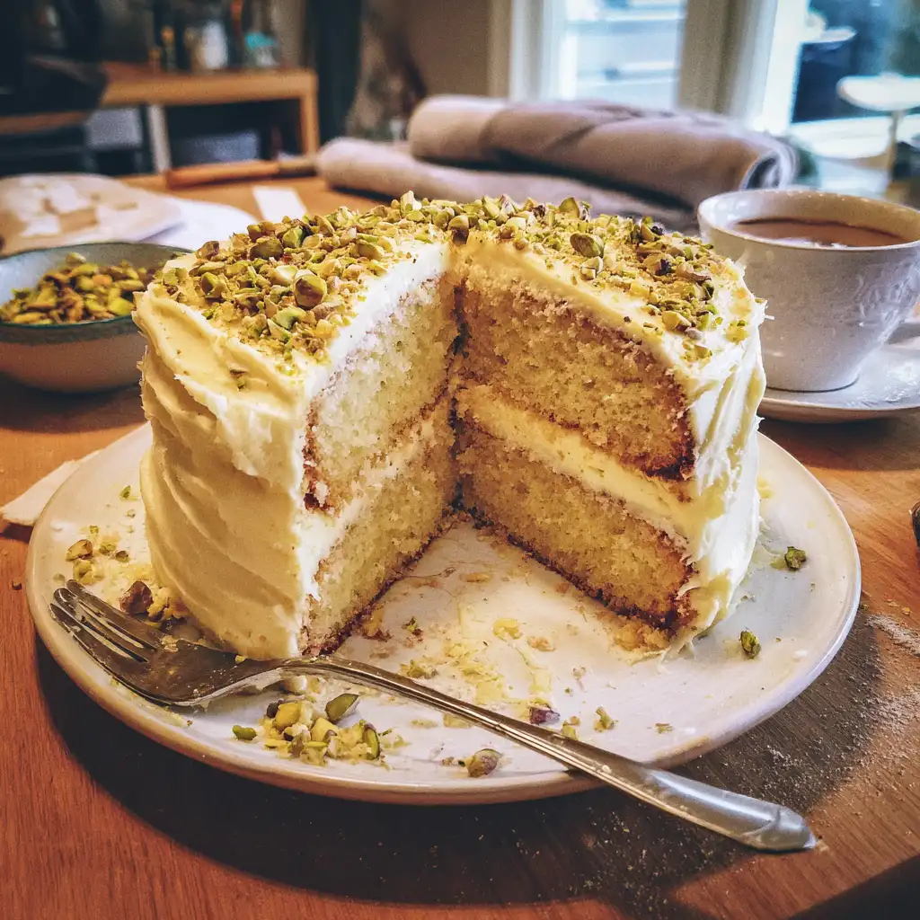 Orange and Pistachio Sponge Cake with Saffron Buttercream
