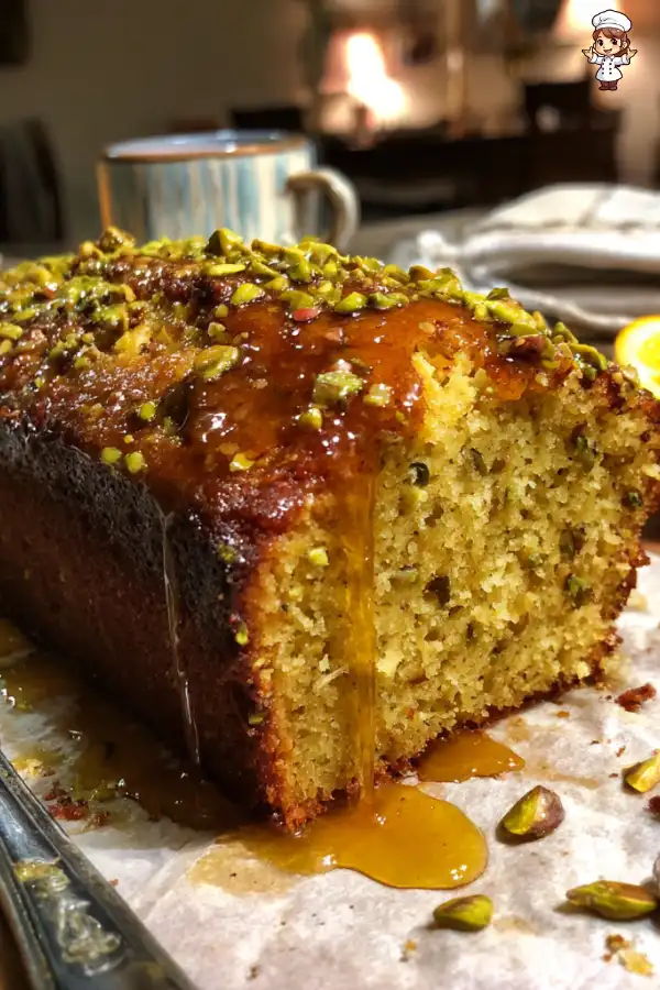 Persian Orange Pistachio Loaf with Cardamom Syrup delights your taste buds!